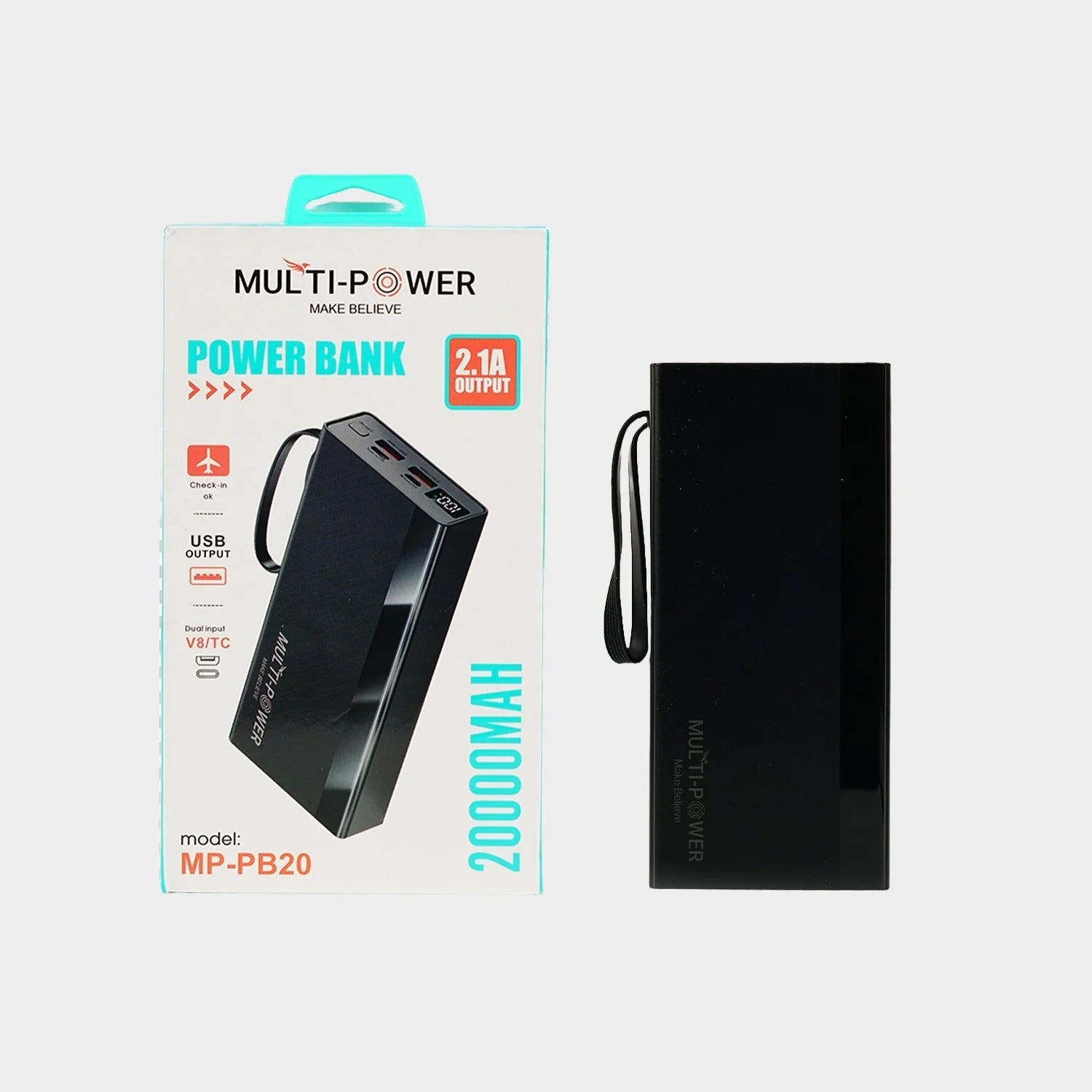 20000MAH Portable Power with 2.1A Fast Charging