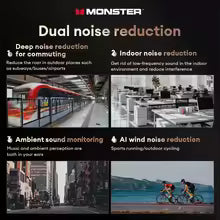 Monster XKT28 Bluetooth 5.4 Wireless Headphones Noise Cancellation Gaming Dual Mode Earbuds