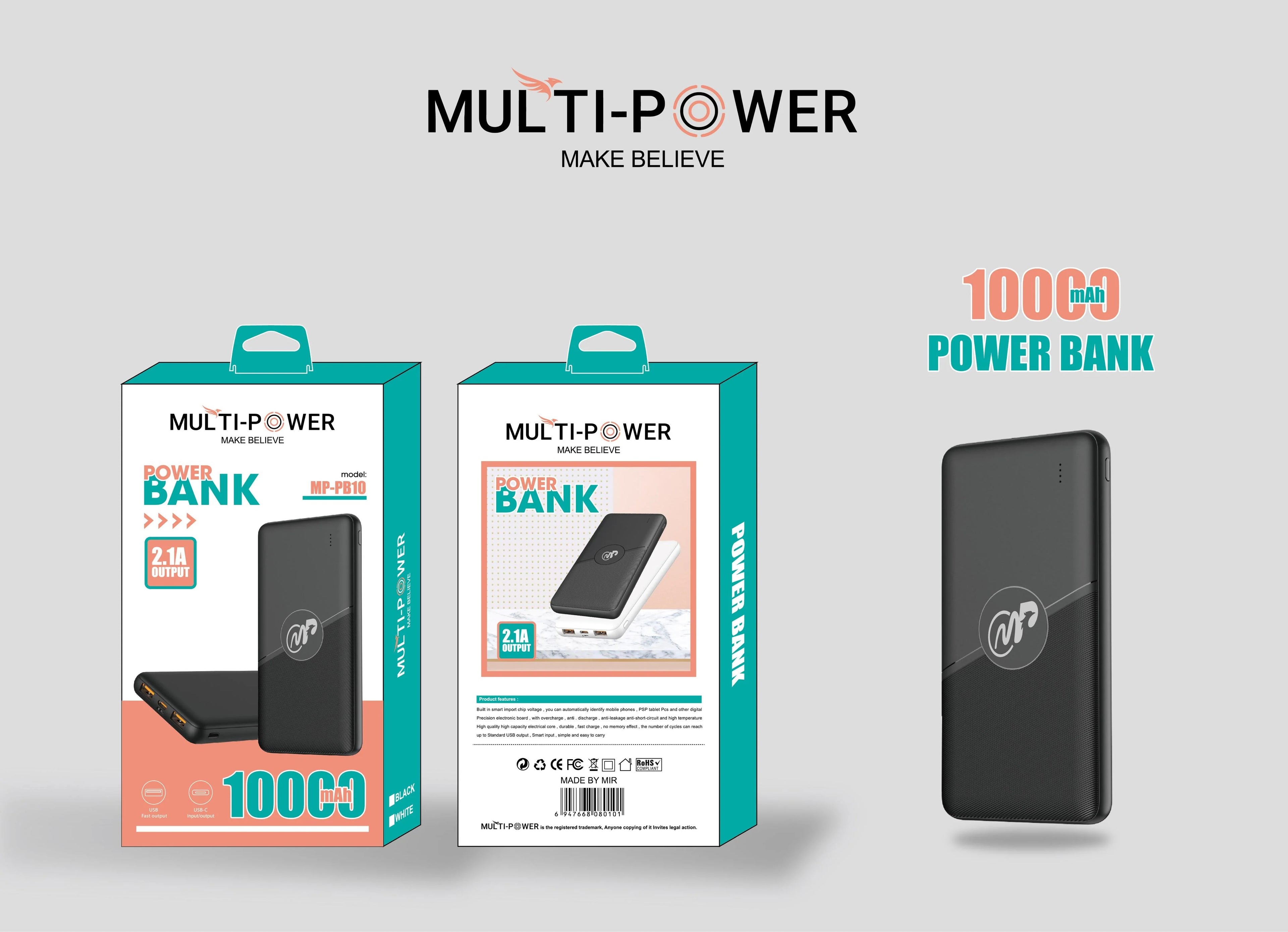 10000MAH Power Bank | 2.1A Fast Charging